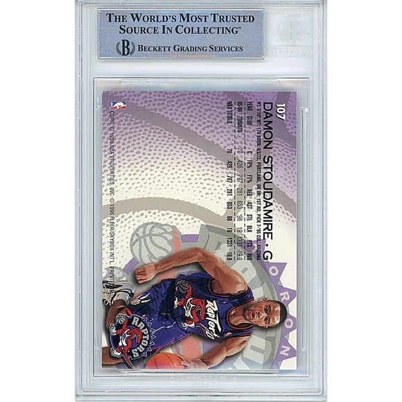 Damon Stoudamire Autographed Toronto Raptors Fleer Card - Beckett Authentic Slab - Picture 3 of 5